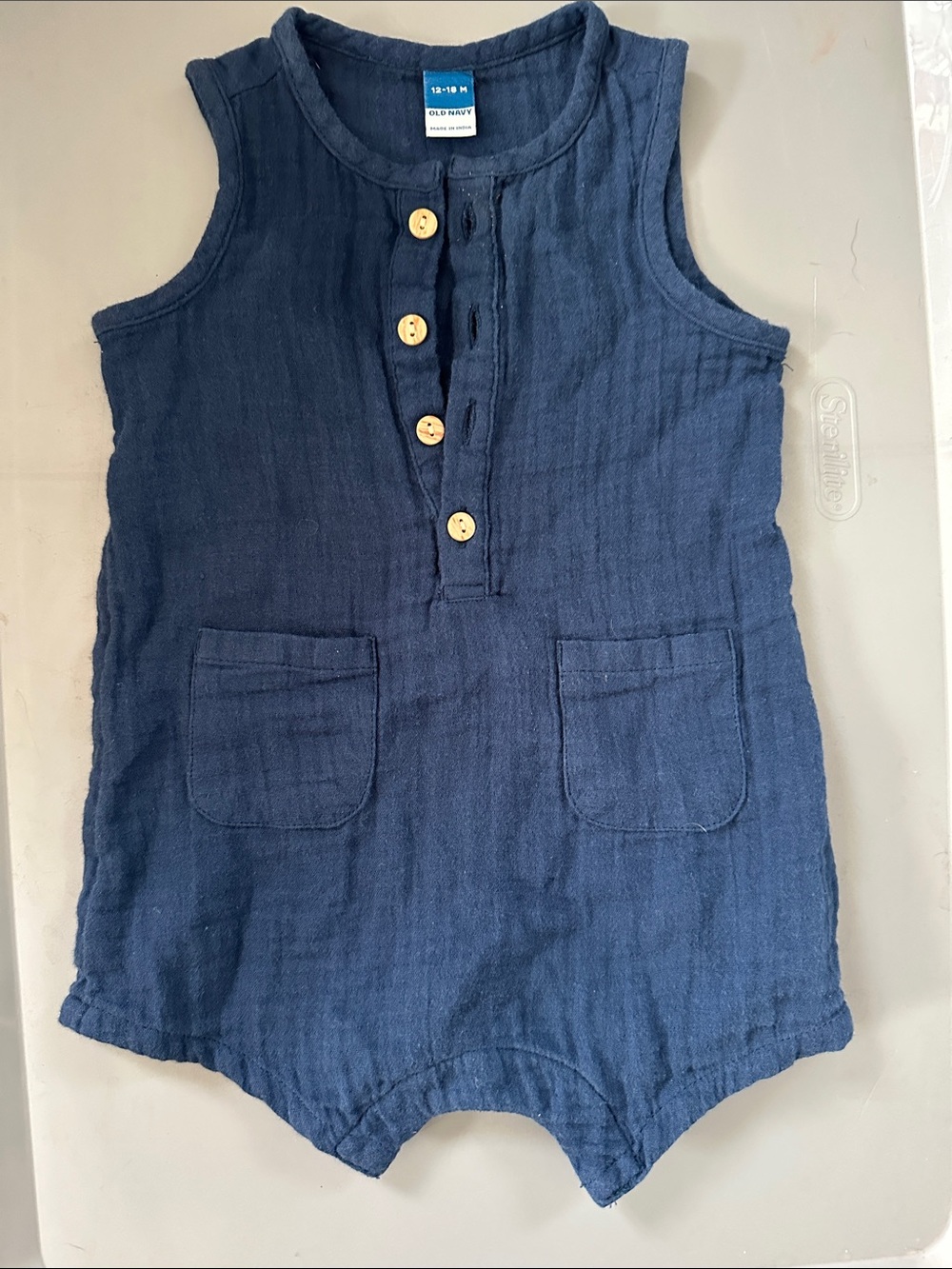 Old Navy Dark Blue Sleeveless Cotton Baby Romper
